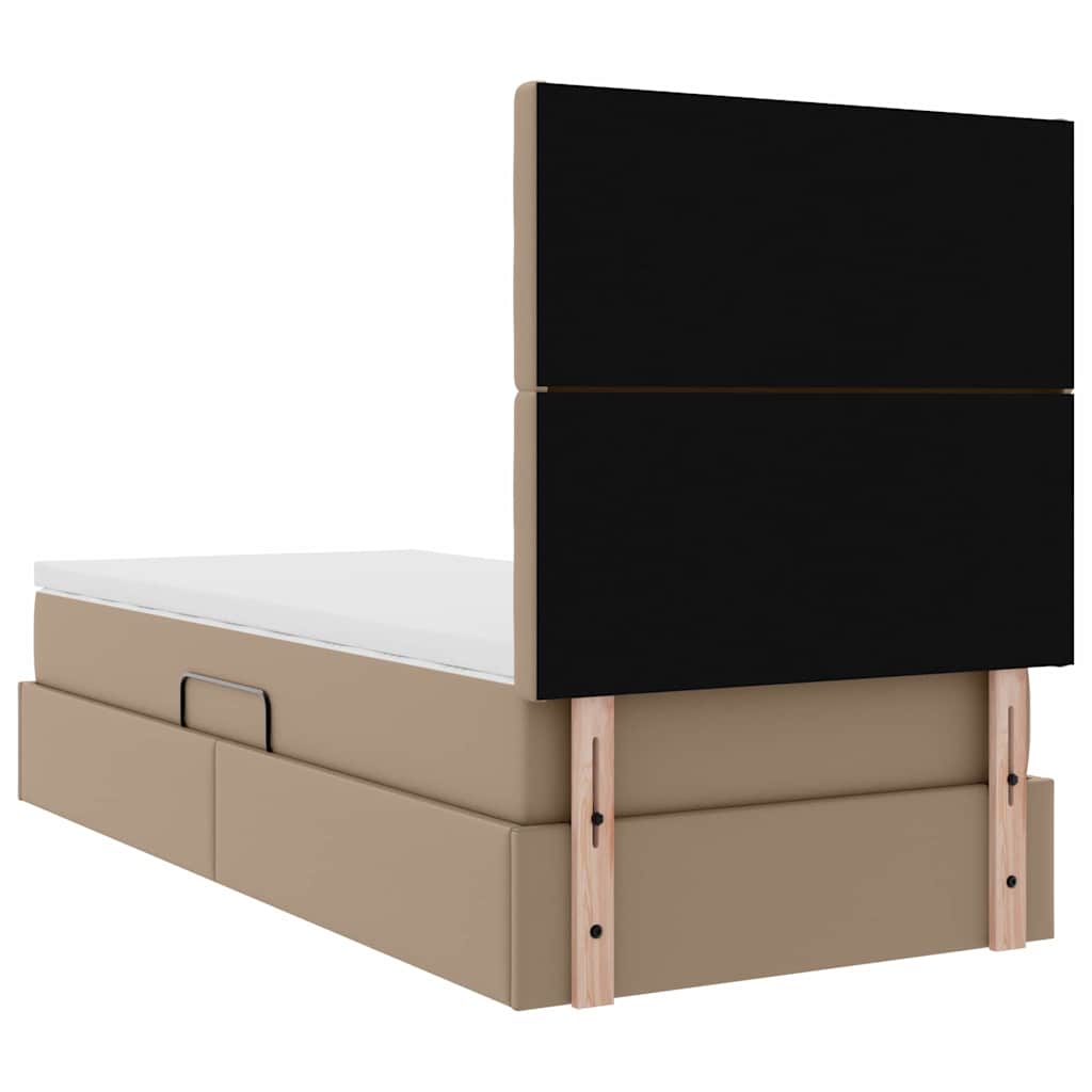 Bett mit LED-Lichtleisten Cappuccino 90 x 200 cm Kunstleder
