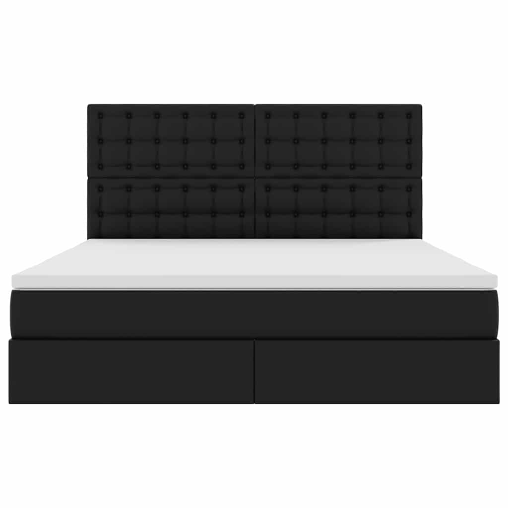 Bett mit Matratze mit LED Schwarz 160 x 200 cm Kunstleder
