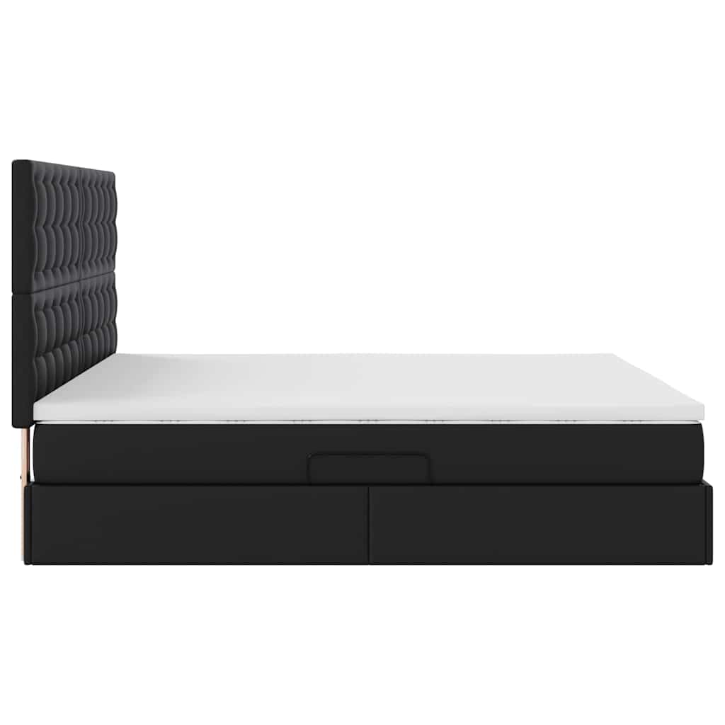 Bett mit Matratze mit LED Schwarz 180 x 200 cm Kunstleder
