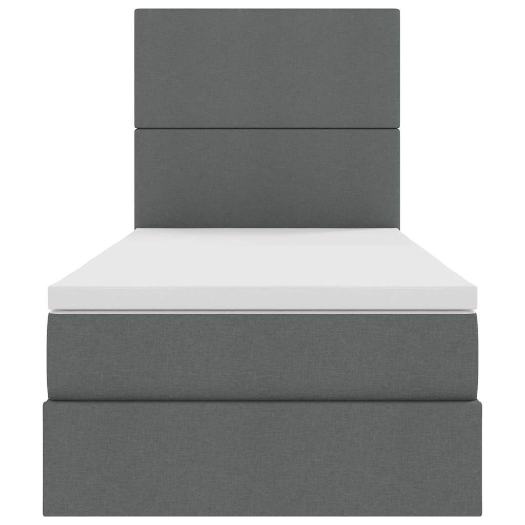 LED-Speicherbett mit Matratze Dunkelgrau 90 x 190 cm Stoff