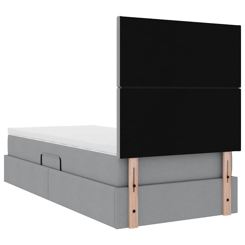 LED-Speicherbett mit Matratze Hellgrau 90 x 200 cm Stoff