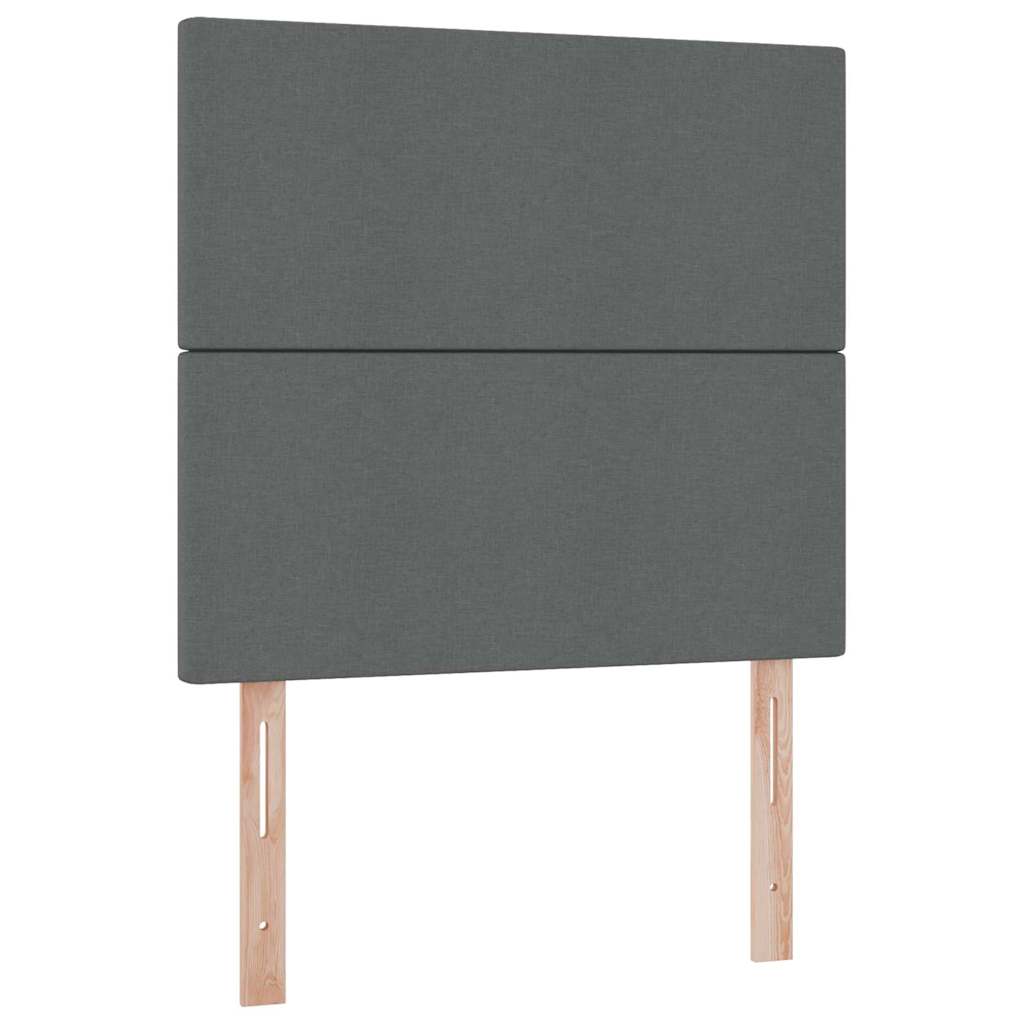 LED-Speicherbett mit Matratze Dunkelgrau 90 x 200 cm Stoff
