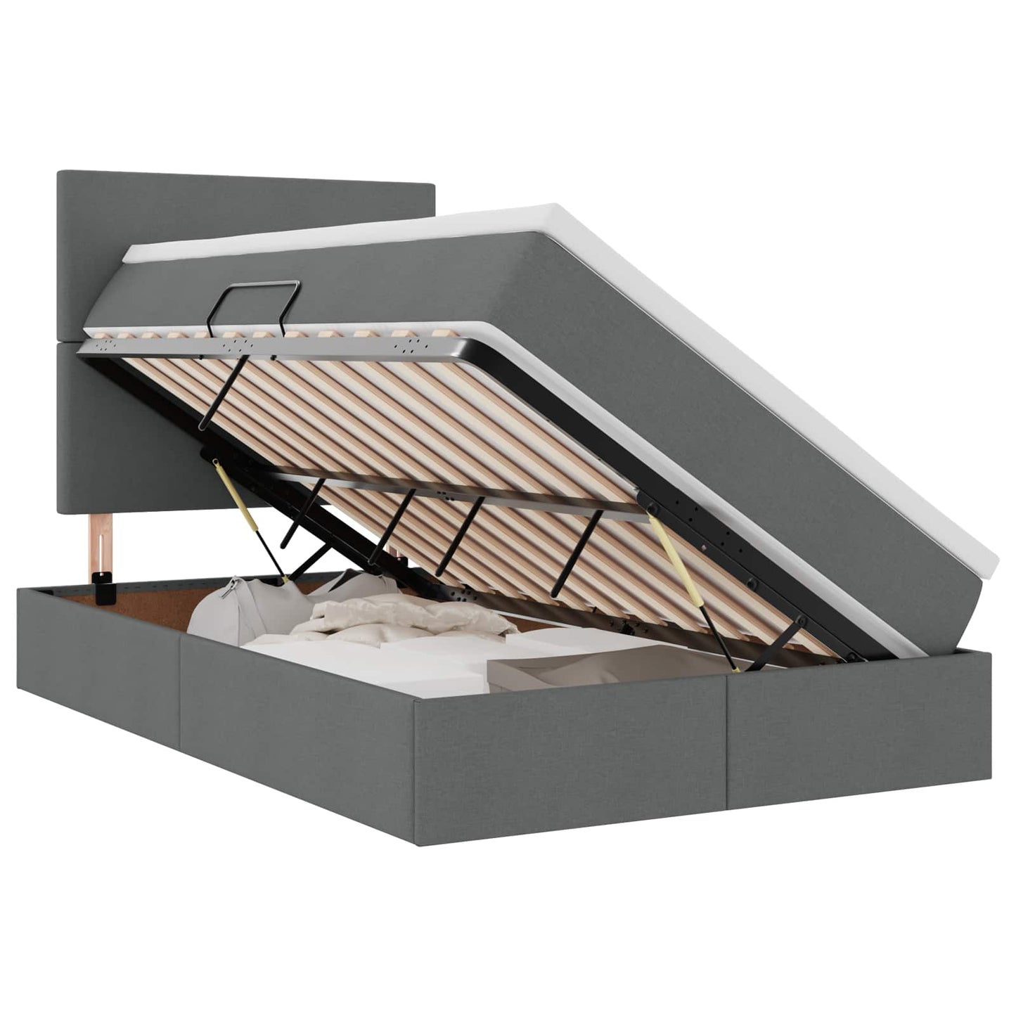 LED-Speicherbett mit Matratze Dunkelgrau 120 x 200 cm Stoff