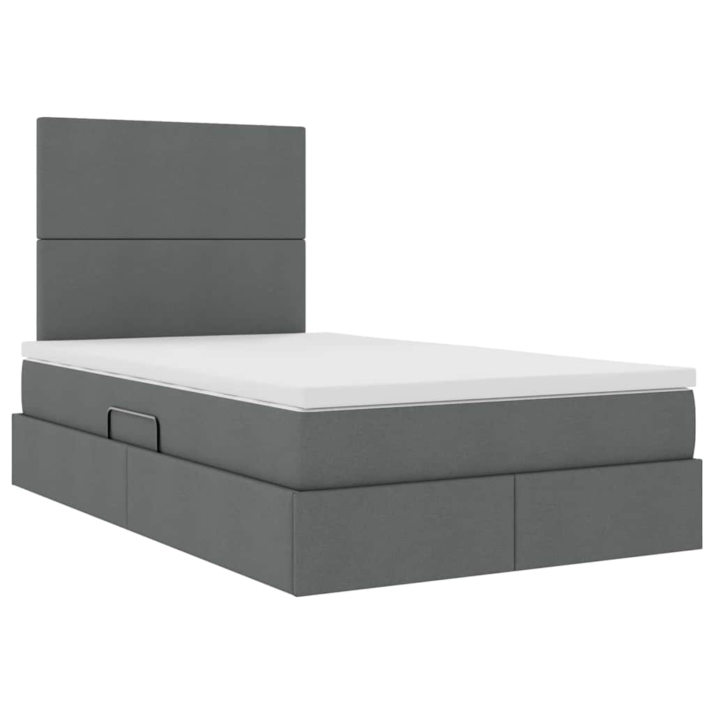 LED-Speicherbett mit Matratze Dunkelgrau 120 x 200 cm Stoff