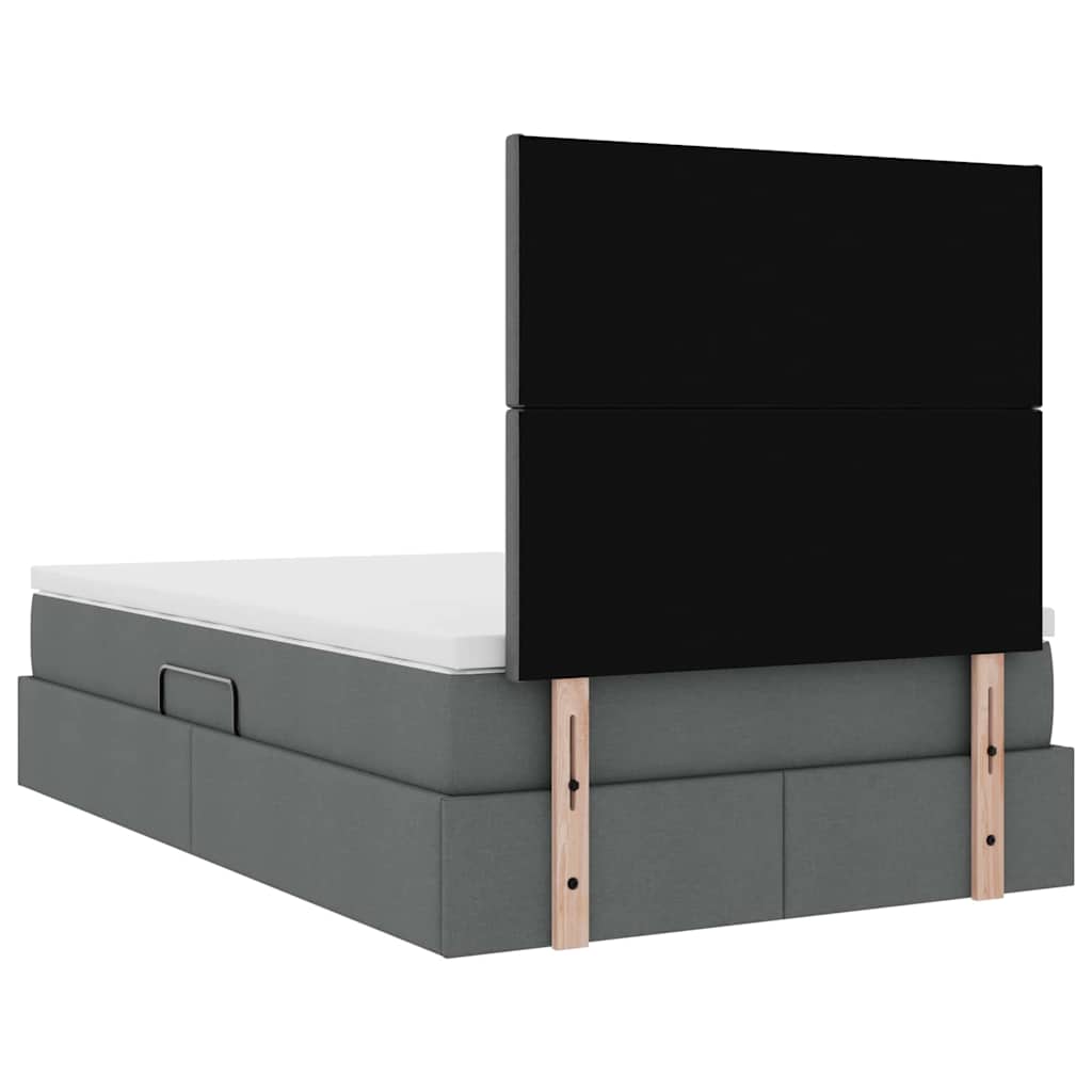 LED-Speicherbett mit Matratze Dunkelgrau 120 x 200 cm Stoff