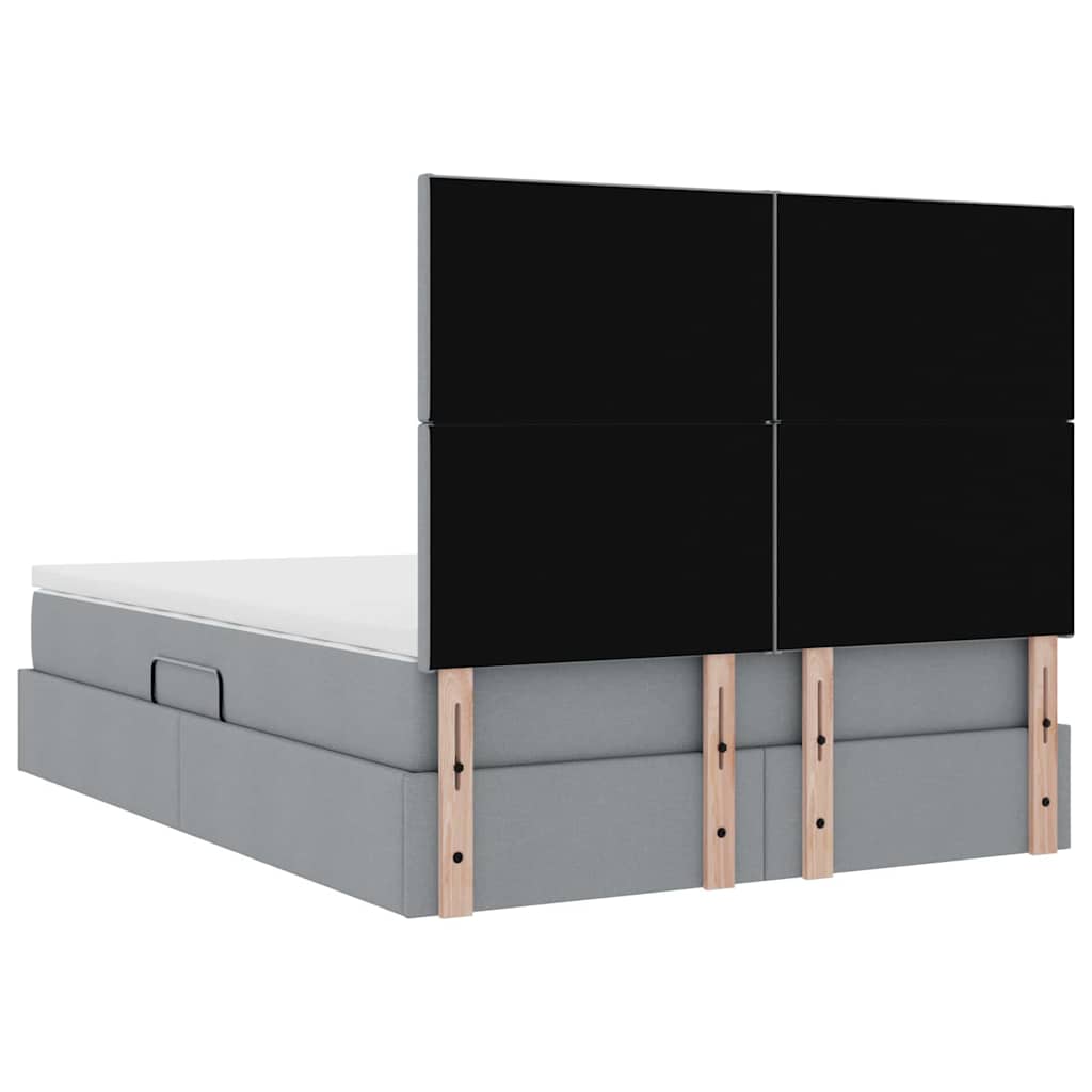 LED-Speicherbett mit Matratze Hellgrau 140 x 190 cm Stoff
