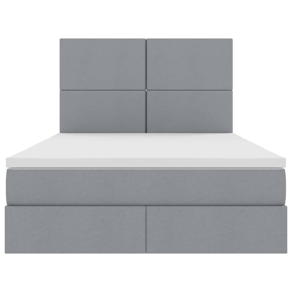 LED-Speicherbett mit Matratze Hellgrau 140 x 190 cm Stoff