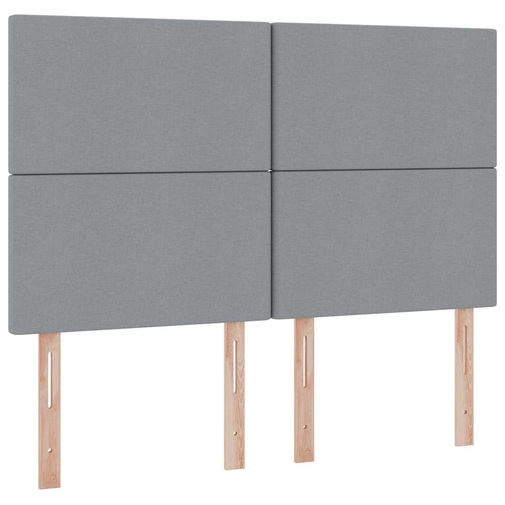 LED-Speicherbett mit Matratze Hellgrau 140 x 200 cm Stoff