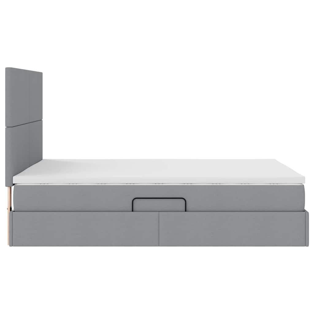 LED-Speicherbett mit Matratze Hellgrau 140 x 200 cm Stoff