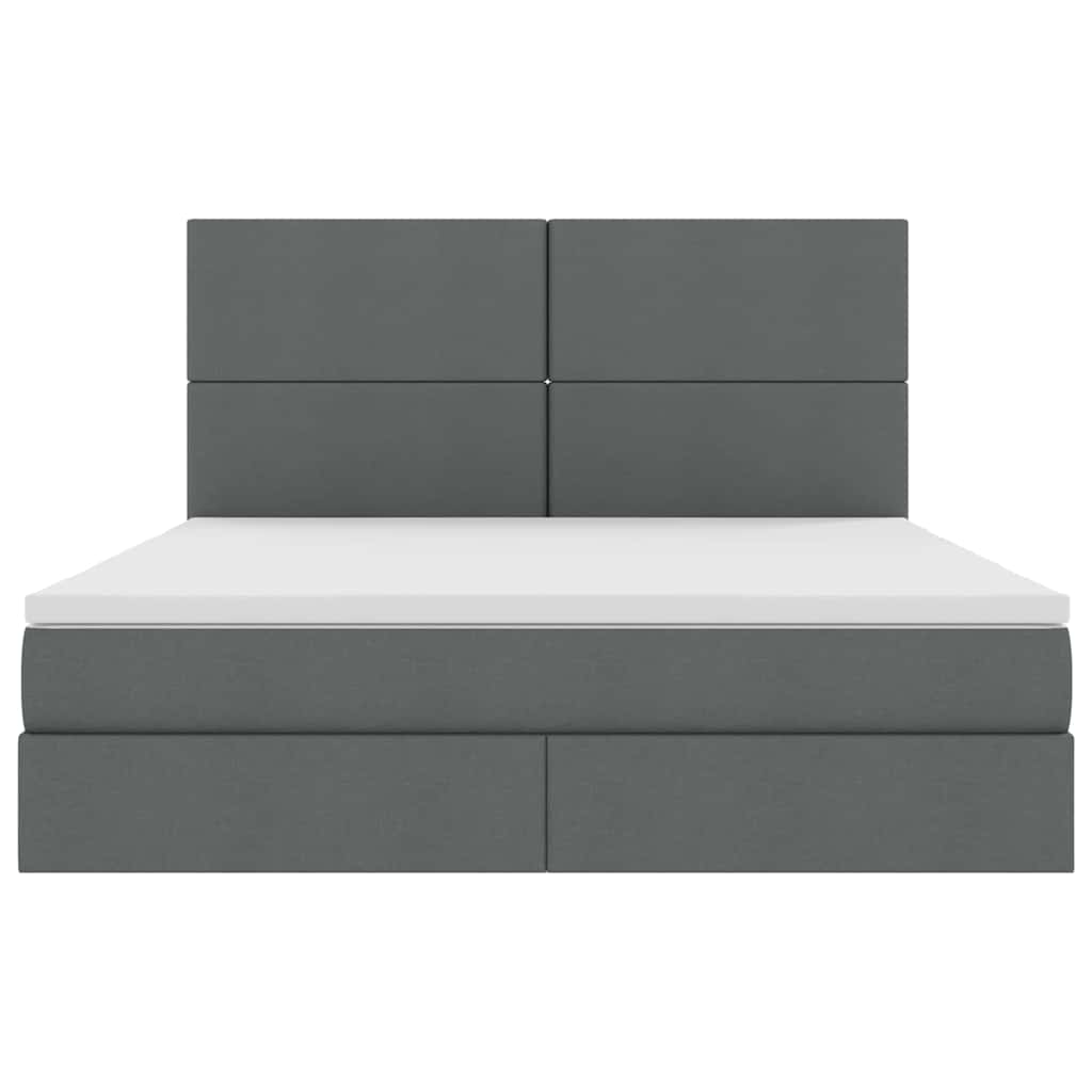 LED-Speicherbett mit Matratze Dunkelgrau 160 x 200 cm Stoff
