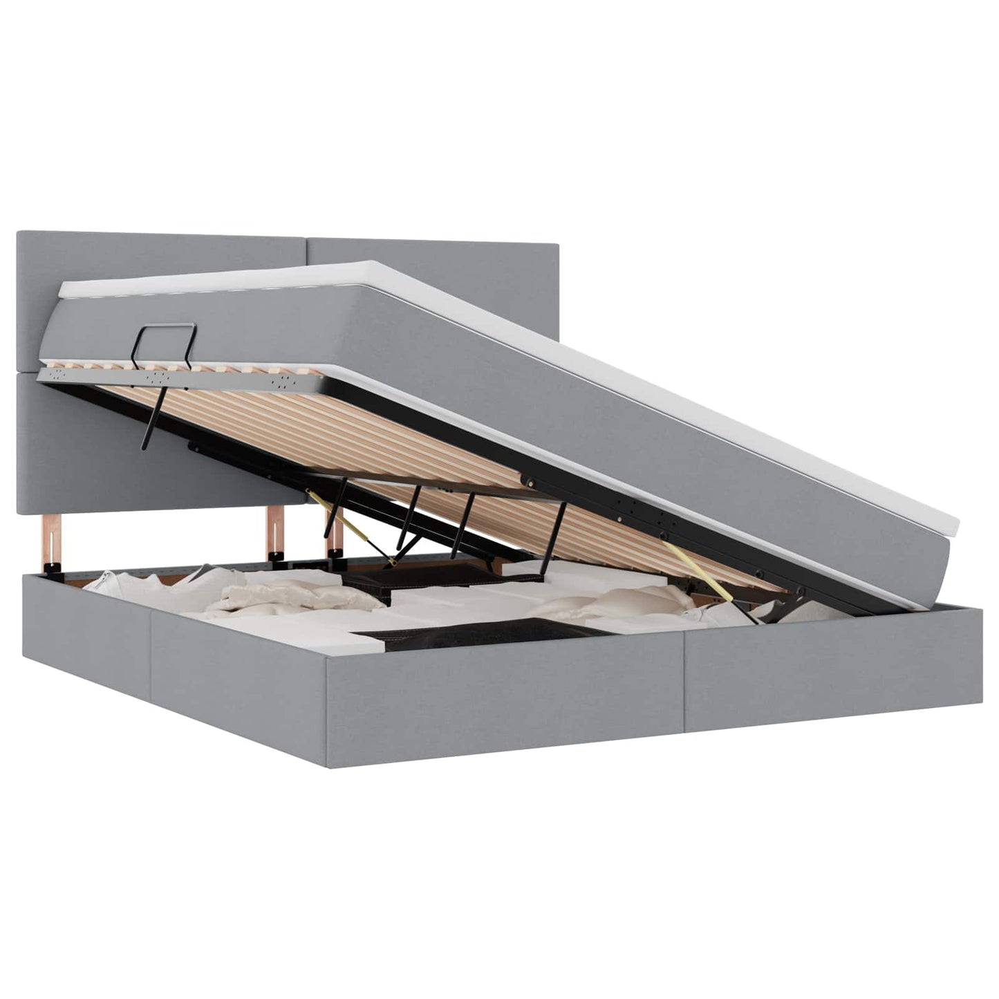 LED-Speicherbett mit Matratze Hellgrau 180 x 200 cm Stoff