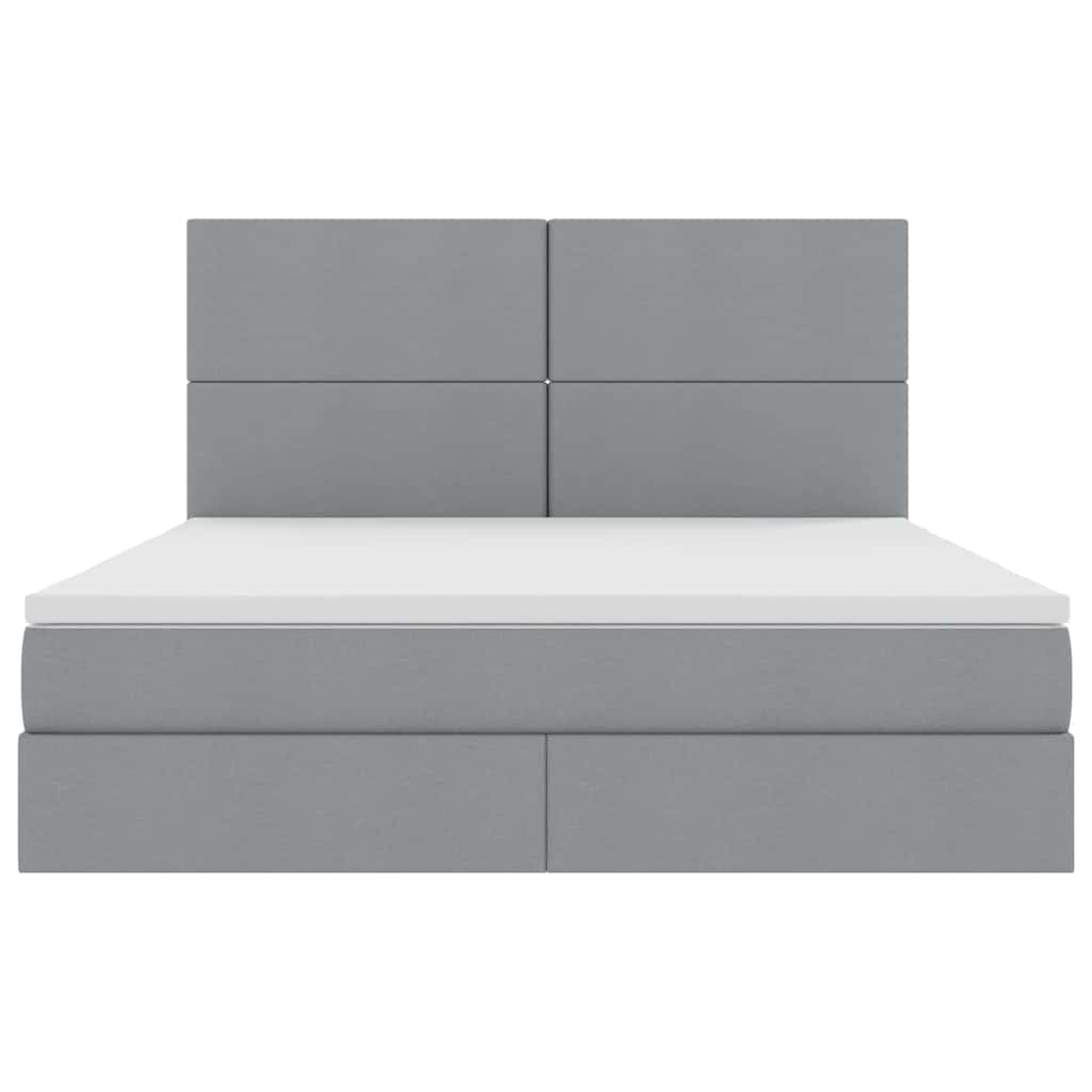 LED-Speicherbett mit Matratze Hellgrau 180 x 200 cm Stoff