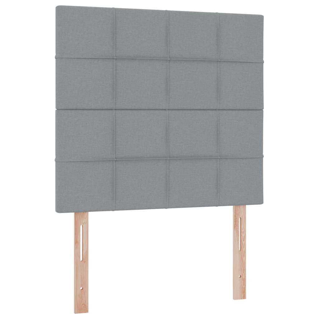LED-Speicherbett mit Matratze Hellgrau 90 x 200 cm Stoff