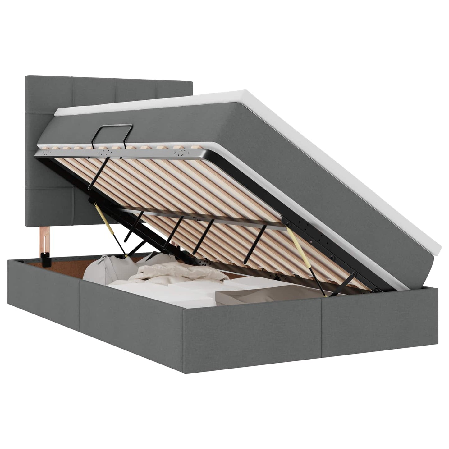 LED-Speicherbett mit Matratze Dunkelgrau 120 x 200 cm Stoff