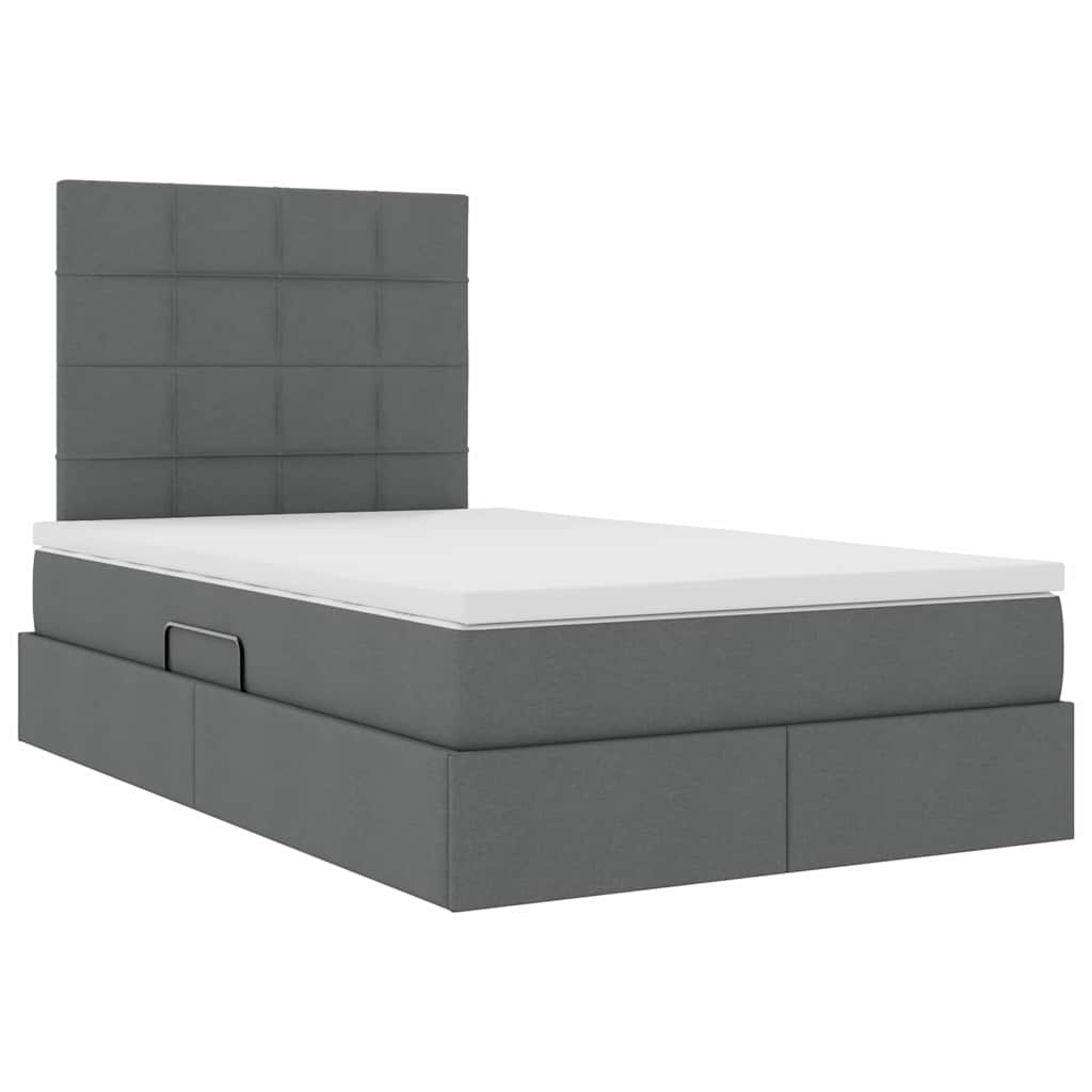 LED-Speicherbett mit Matratze Dunkelgrau 120 x 200 cm Stoff