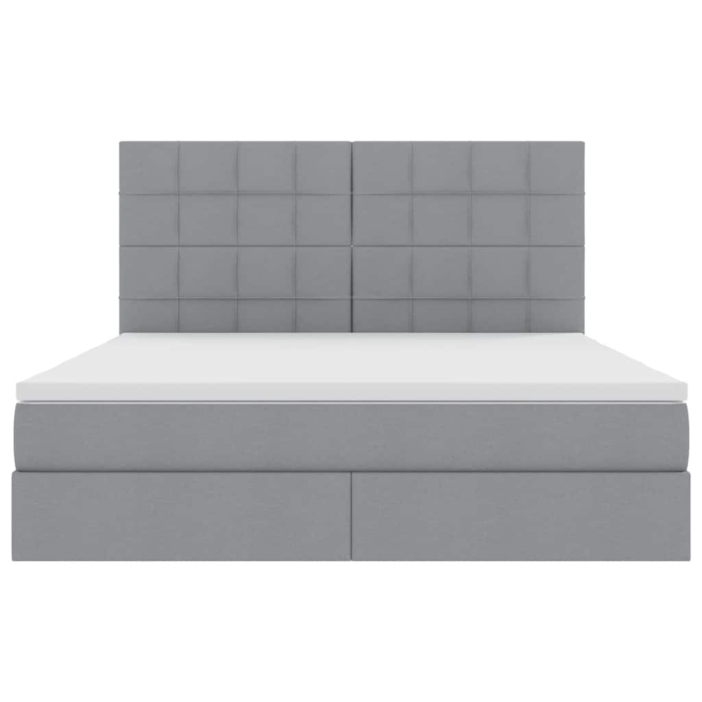 LED-Speicherbett mit Matratze Hellgrau 160 x 200 cm Stoff