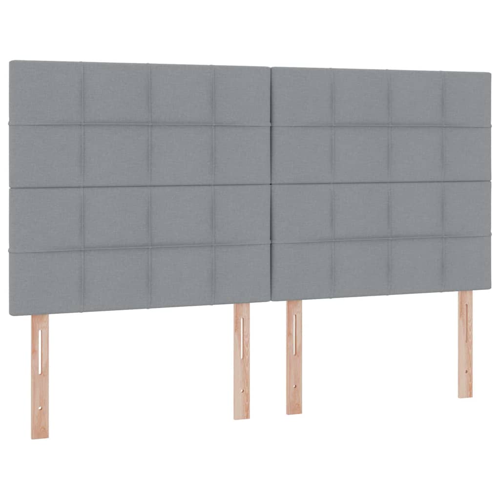 LED-Speicherbett mit Matratze Hellgrau 160 x 200 cm Stoff