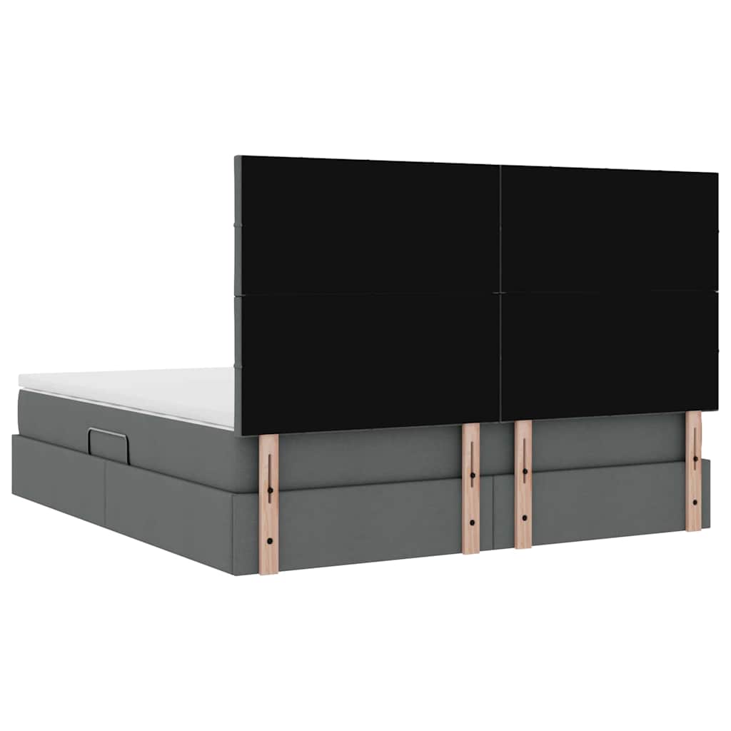 LED-Speicherbett mit Matratze Dunkelgrau 160 x 200 cm Stoff