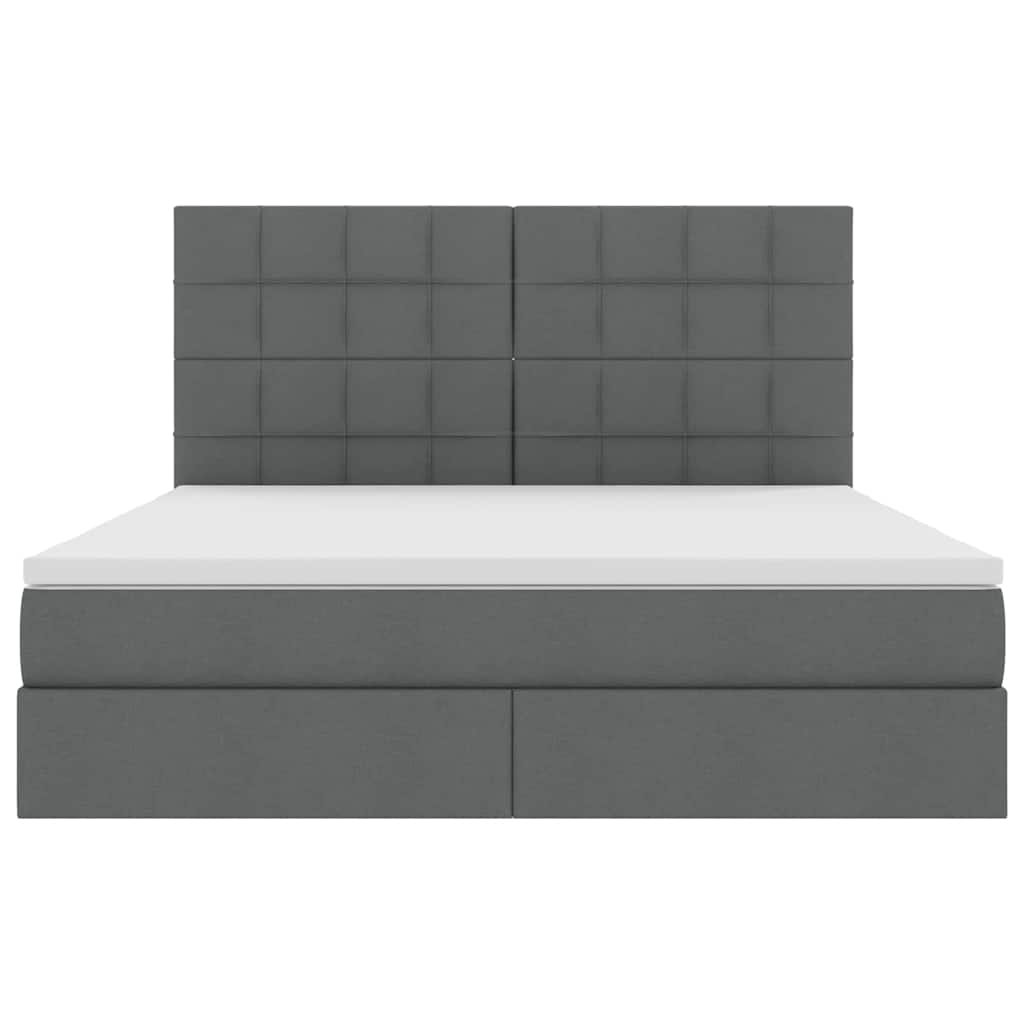 LED-Speicherbett mit Matratze Dunkelgrau 160 x 200 cm Stoff