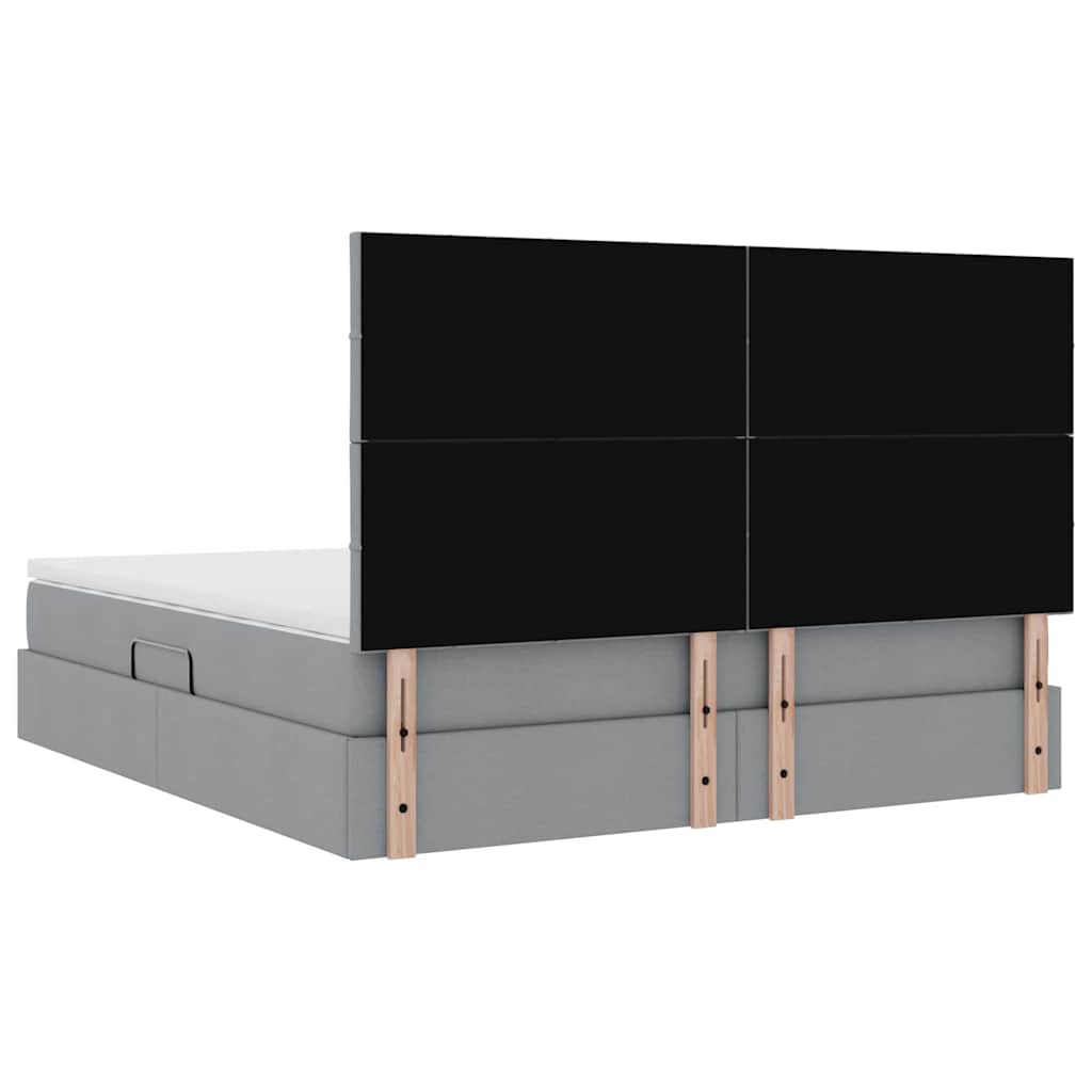 LED-Speicherbett mit Matratze Hellgrau 180 x 200 cm Stoff