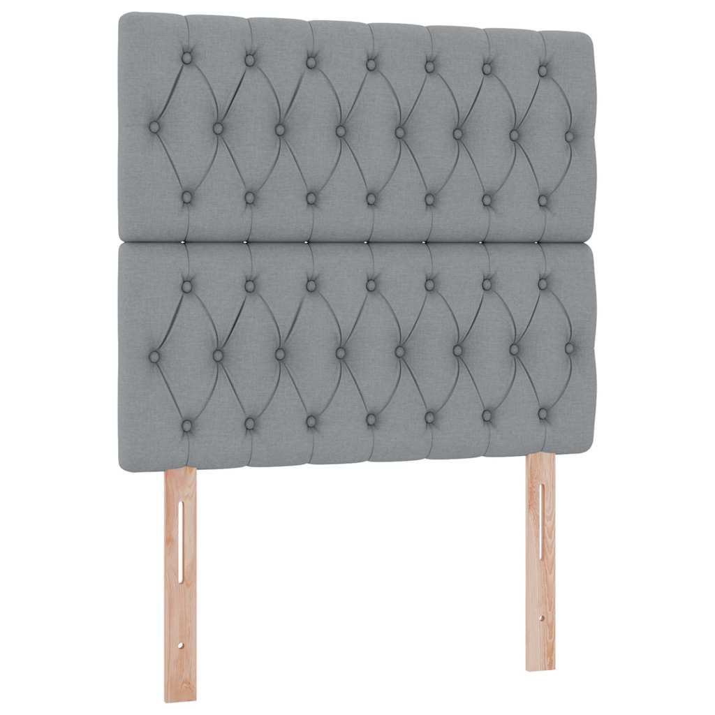 LED-Speicherbett mit Matratze Hellgrau 90 x 190 cm Stoff