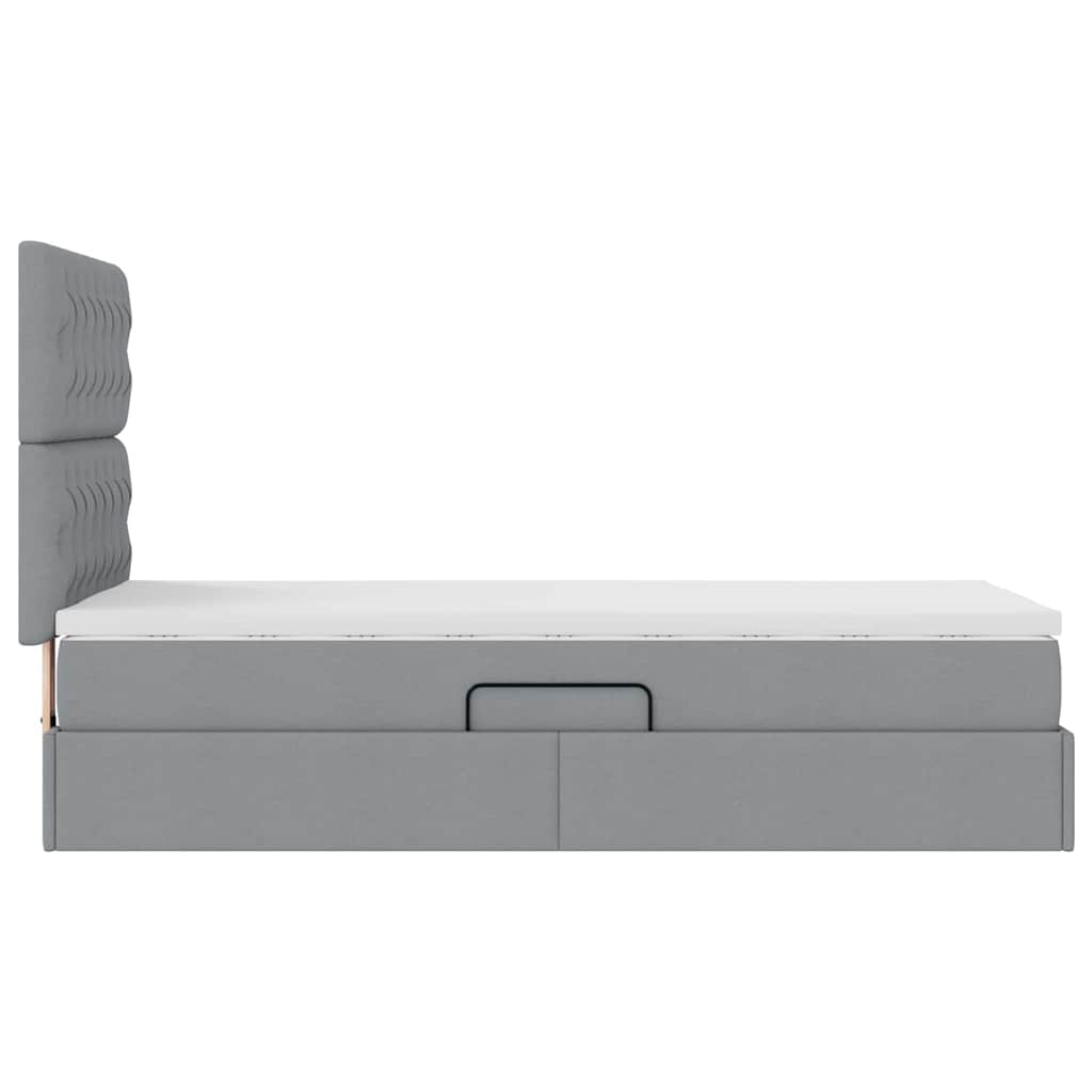 LED-Speicherbett mit Matratze Hellgrau 90 x 190 cm Stoff