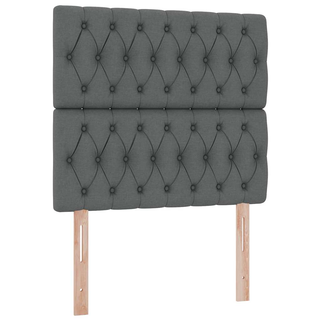 LED-Speicherbett mit Matratze Dunkelgrau 90 x 190 cm Stoff