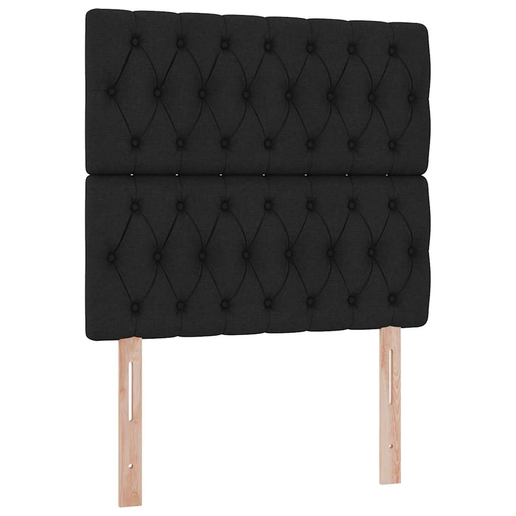 LED-Speicherbett mit Matratze Schwarz 90 x 200 cm Stoff