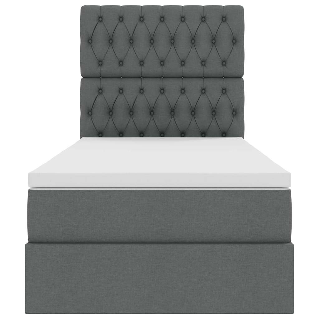 LED-Speicherbett mit Matratze Dunkelgrau 100 x 200 cm Stoff