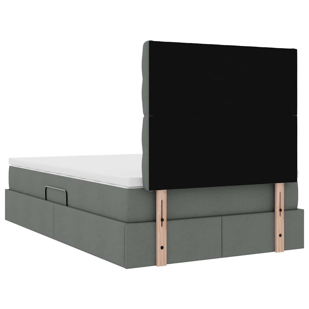 LED-Speicherbett mit Matratze Dunkelgrau 120 x 200 cm Stoff