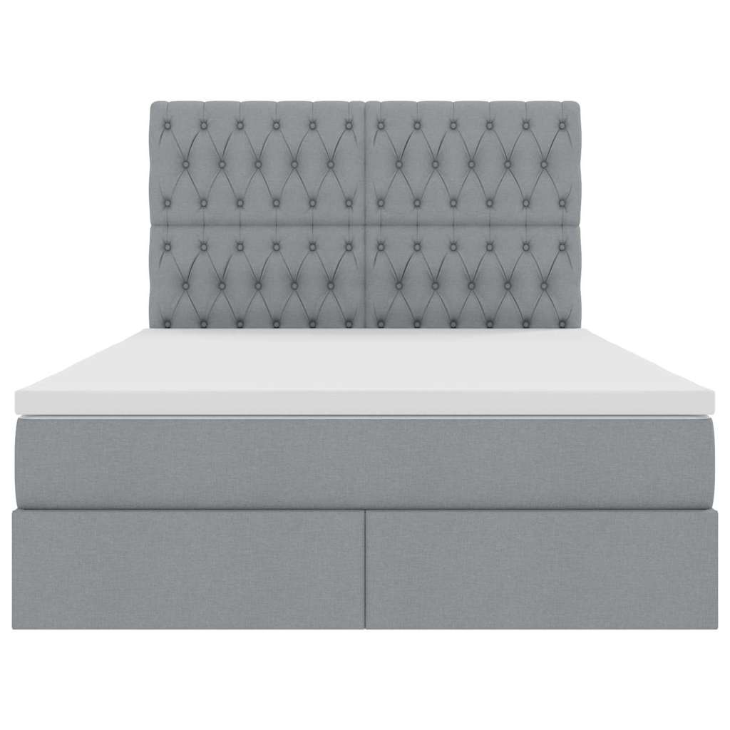 LED-Speicherbett mit Matratze Hellgrau 140 x 200 cm Stoff