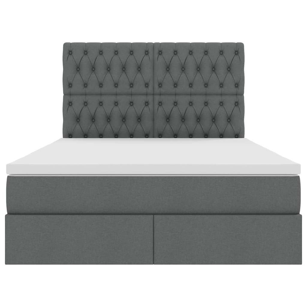 LED-Speicherbett mit Matratze Dunkelgrau 140 x 200 cm Stoff