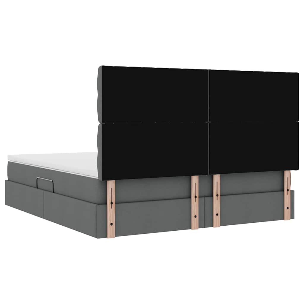 LED-Speicherbett mit Matratze Dunkelgrau 160 x 200 cm Stoff