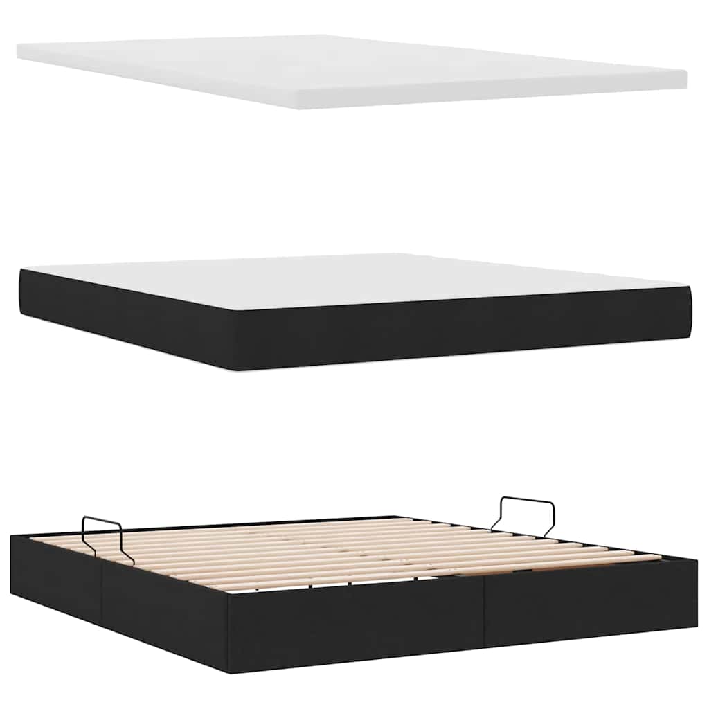 LED-Speicherbett mit Matratze Schwarz 160 x 200 cm Stoff