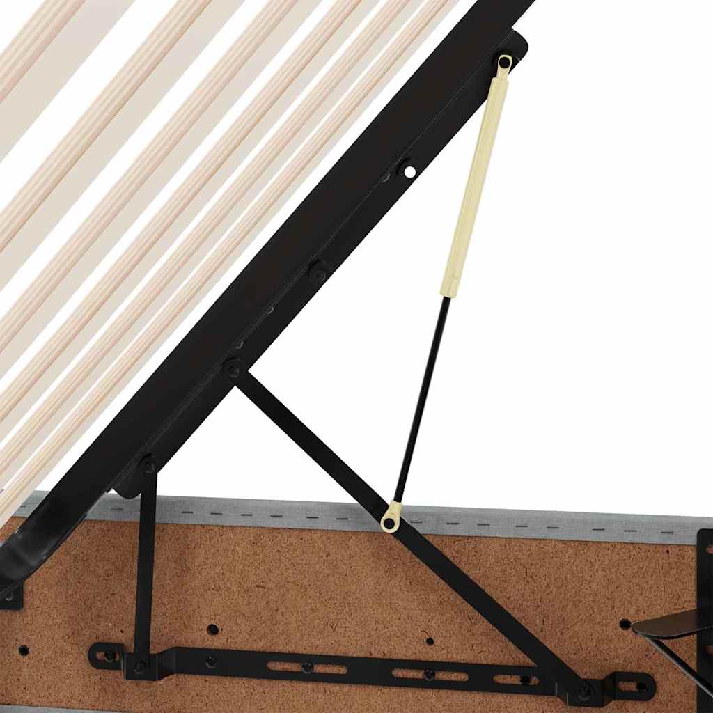 LED-Speicherbett mit Matratze Hellgrau 90 x 190 cm Stoff