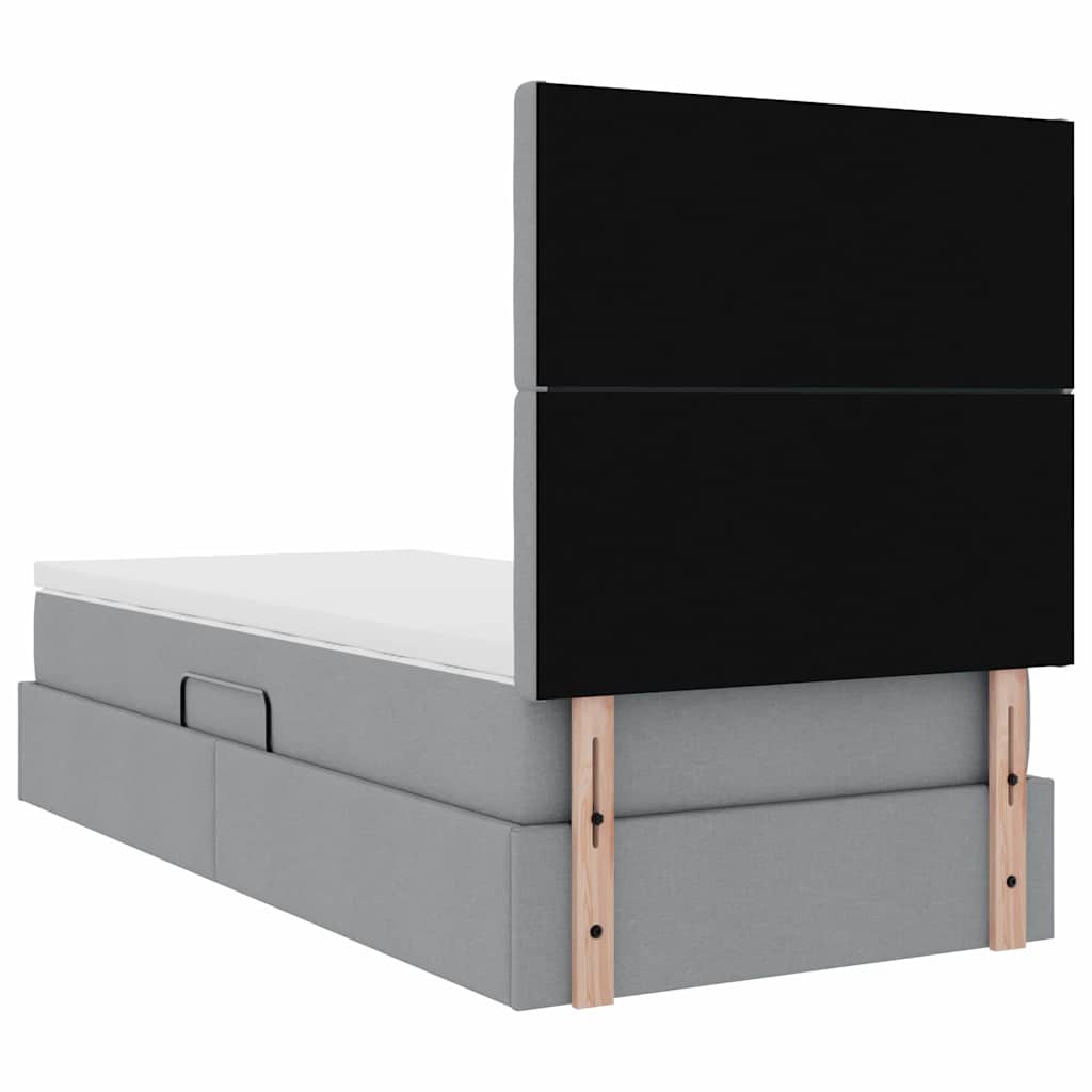 LED-Speicherbett mit Matratze Hellgrau 90 x 190 cm Stoff