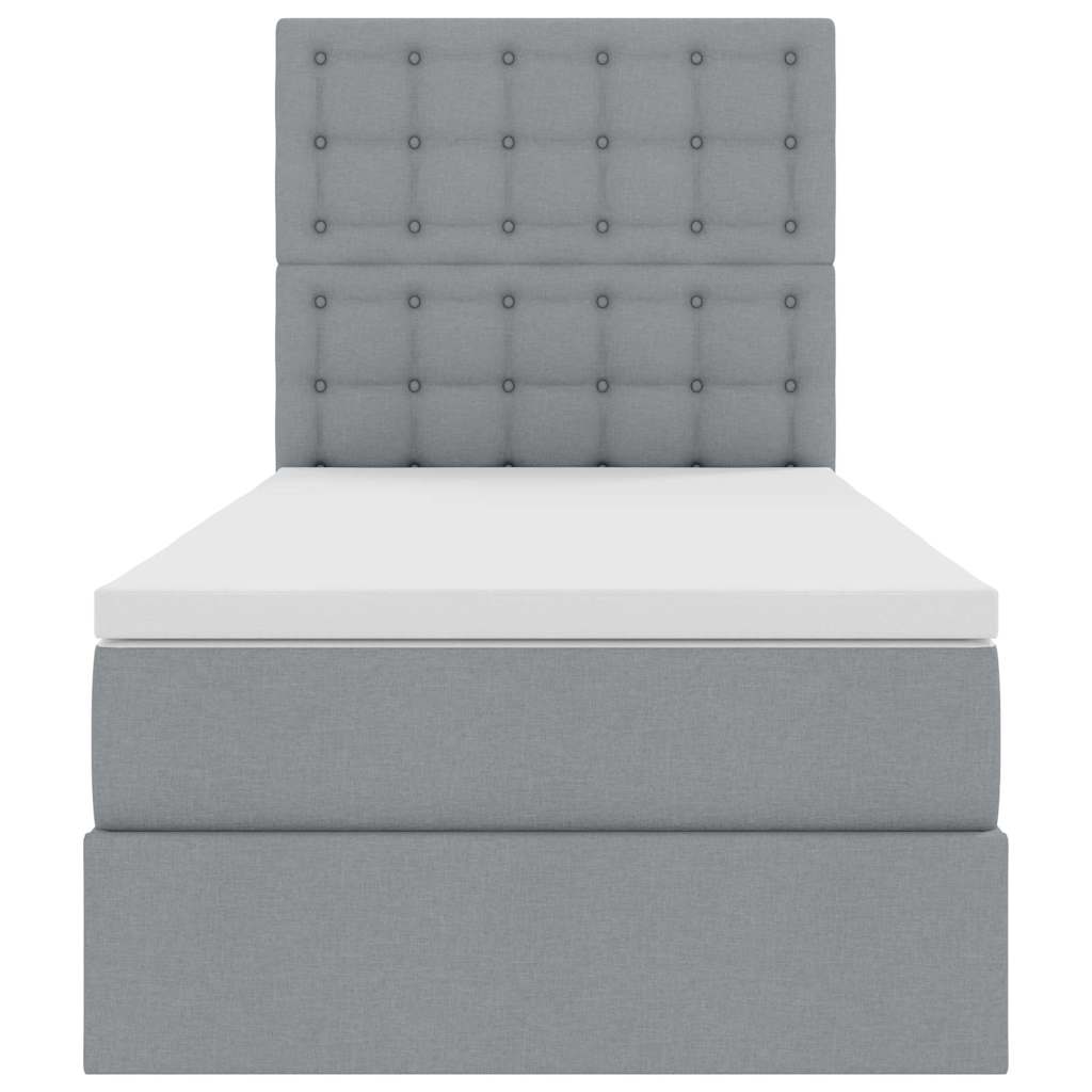 LED-Speicherbett mit Matratze Hellgrau 90 x 190 cm Stoff
