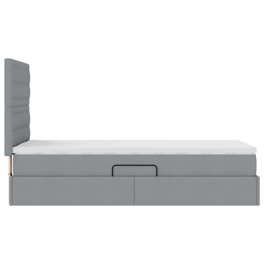 LED-Speicherbett mit Matratze Hellgrau 90 x 190 cm Stoff