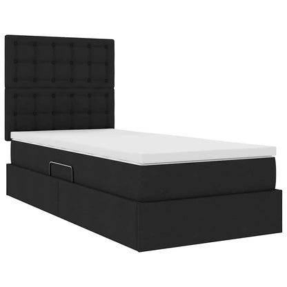 LED-Speicherbett mit Matratze Schwarz 90 x 200 cm Stoff