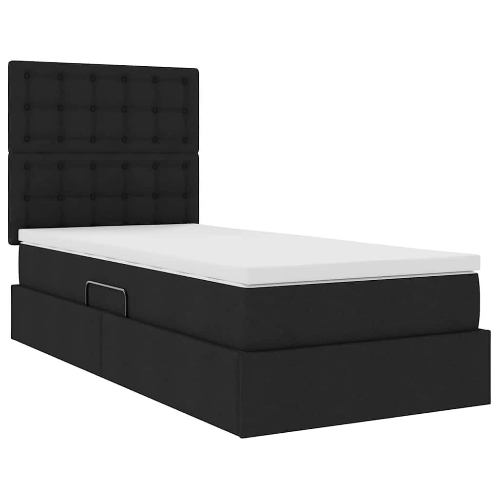 LED-Speicherbett mit Matratze Schwarz 100 x 200 cm Stoff
