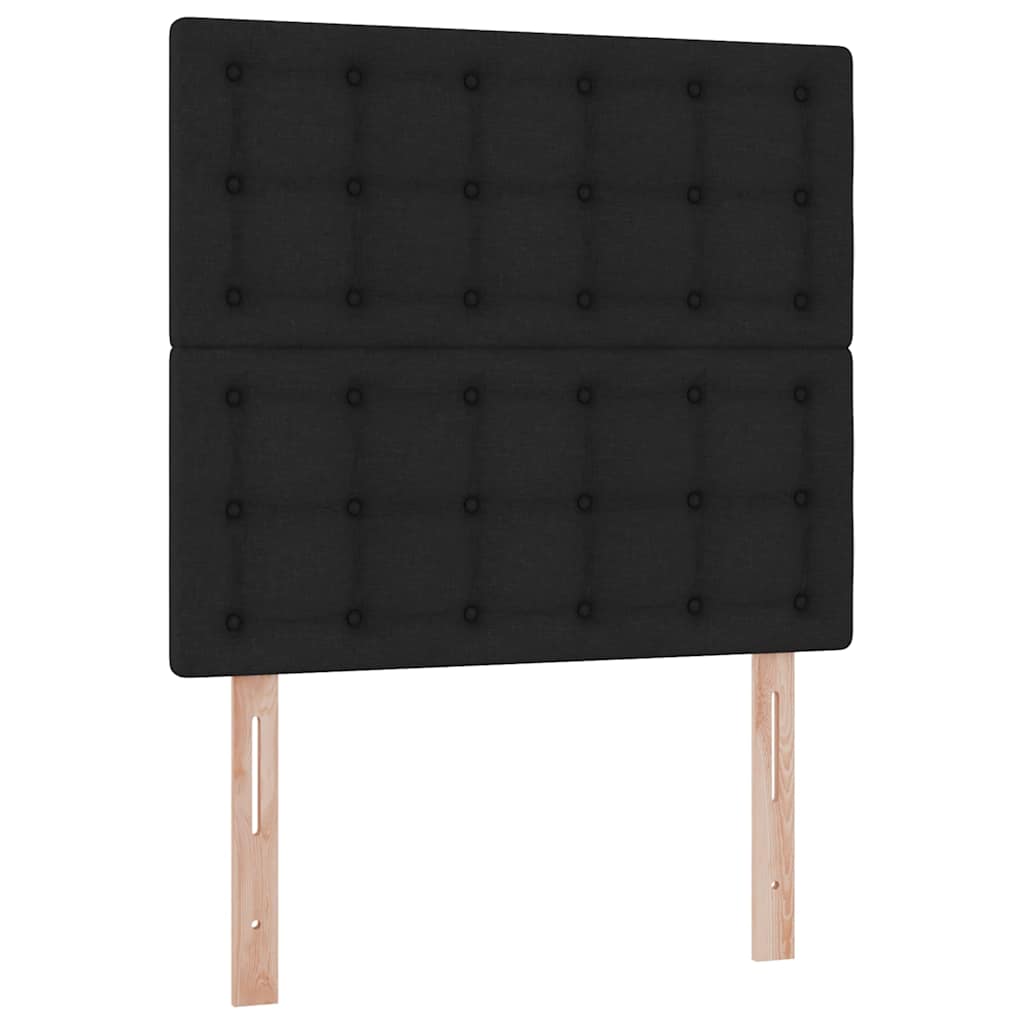 LED-Speicherbett mit Matratze Schwarz 100 x 200 cm Stoff