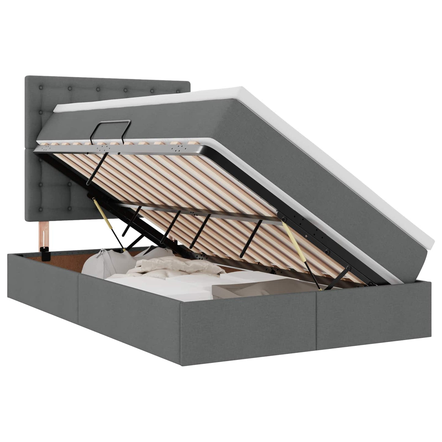 LED-Speicherbett mit Matratze Dunkelgrau 120 x 200 cm Stoff