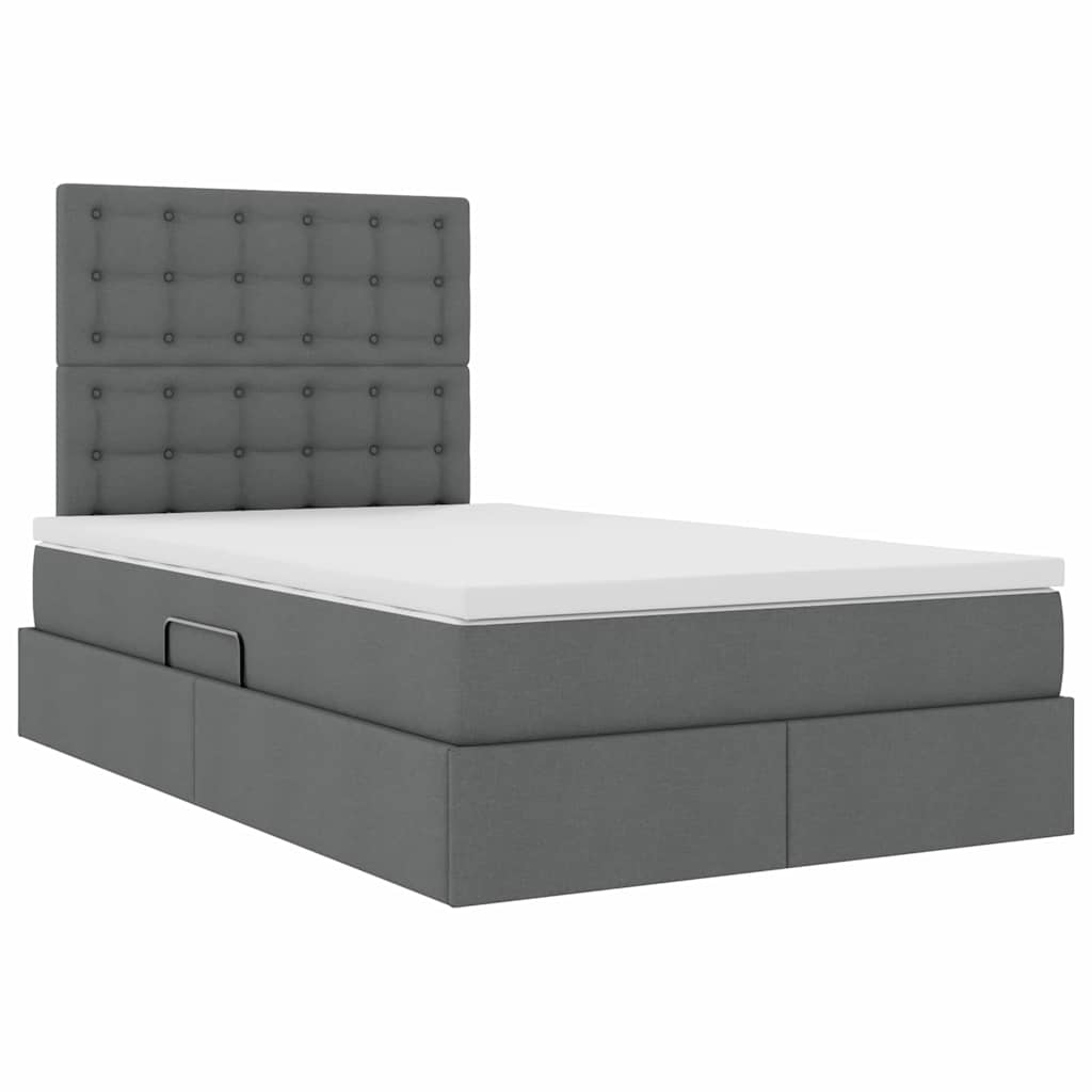 LED-Speicherbett mit Matratze Dunkelgrau 120 x 200 cm Stoff