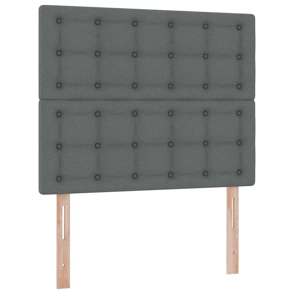LED-Speicherbett mit Matratze Dunkelgrau 120 x 200 cm Stoff