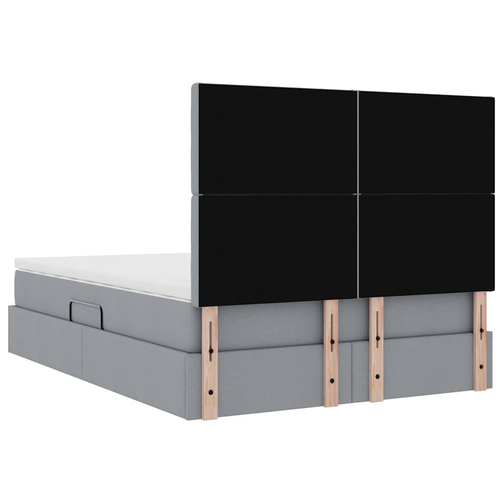 LED-Speicherbett mit Matratze Hellgrau 140 x 200 cm Stoff