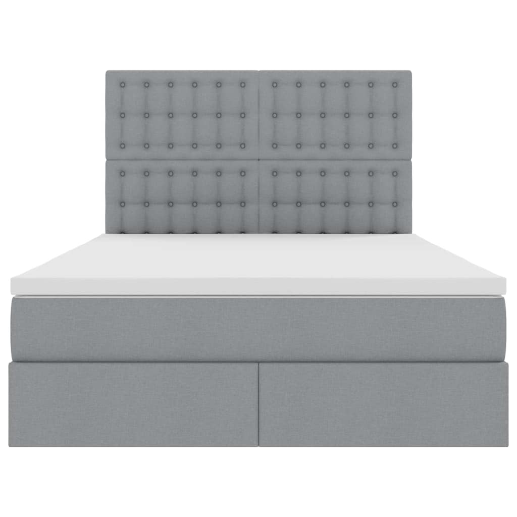 LED-Speicherbett mit Matratze Hellgrau 140 x 200 cm Stoff