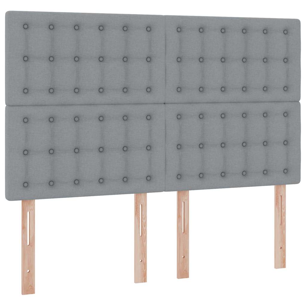 LED-Speicherbett mit Matratze Hellgrau 140 x 200 cm Stoff