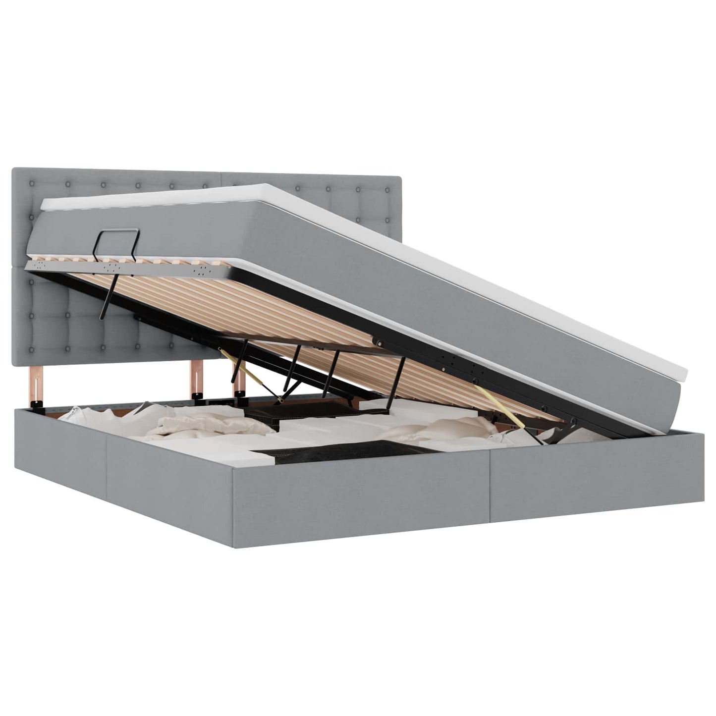 LED-Speicherbett mit Matratze Hellgrau 180 x 200 cm Stoff