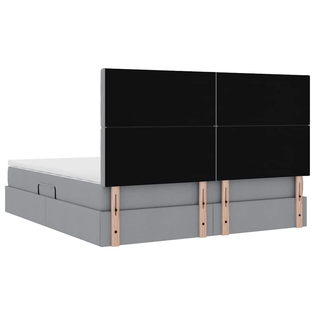 LED-Speicherbett mit Matratze Hellgrau 180 x 200 cm Stoff