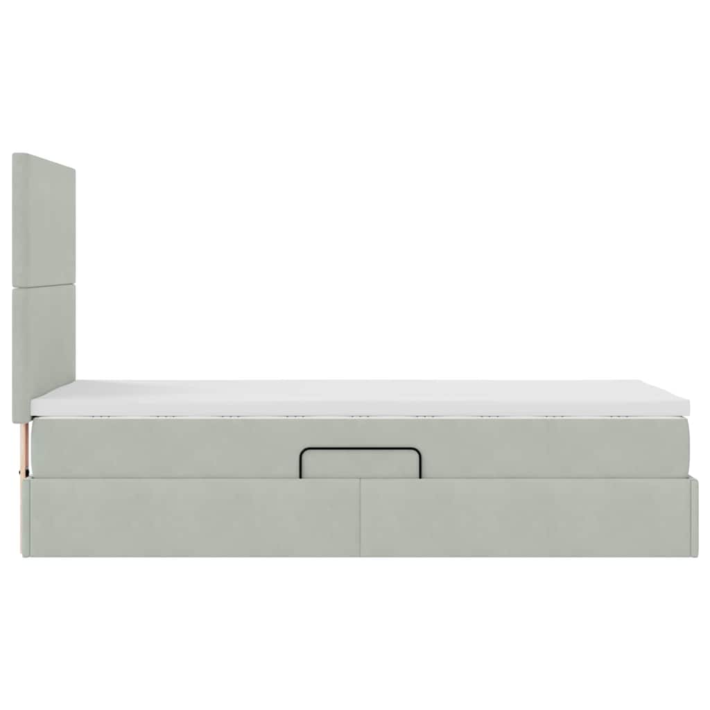 LED-Speicherbett mit Matratze Hellgrau 100 x 200 cm Samt